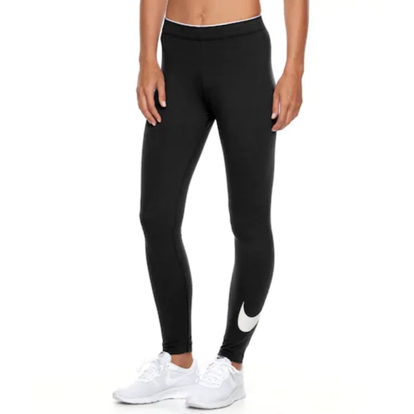 Nike Pants - Nike club legging black w white swoosh